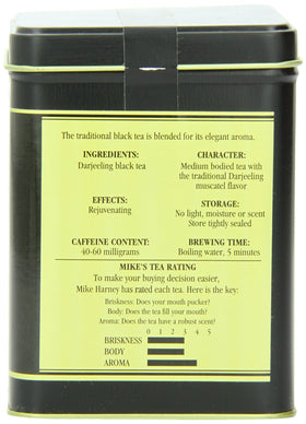 Darjeeling packaging highlights Harney & Sons premium tea for fans and gifting.