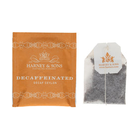 Steeping a cup of Harney & Sons decaf Ceylon tea reveals rich aroma and smooth flavor.