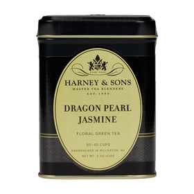 Harney & Sons Dragon Pearl Jasmine cup shows a light brew and jasmine aroma.