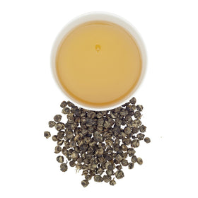 Dragon Pearl Jasmine pearls ready to unfurl for an elegant tea moment.