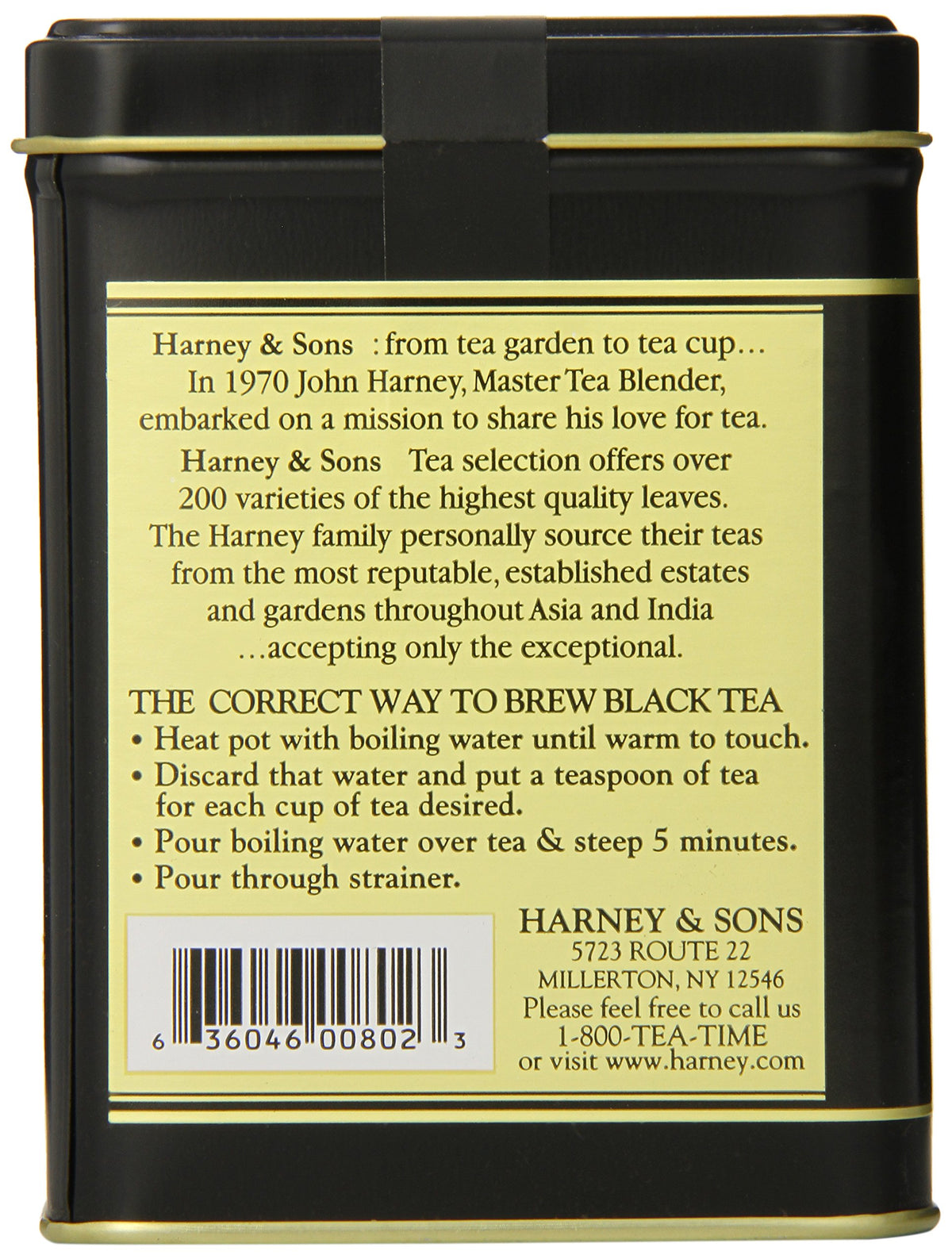 Harney & Sons Earl Grey tea tin packaging, signaling premium quality for daily ritual.