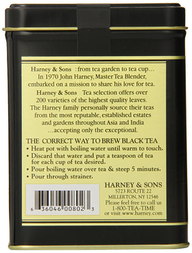 Harney & Sons Earl Grey tea tin packaging, signaling premium quality for daily ritual.