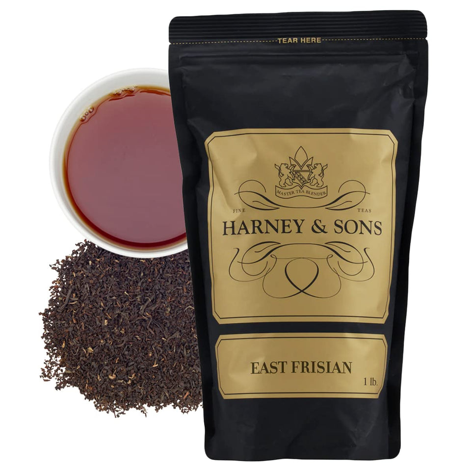 Harney and Sons East Frisian dry leaves form a bold base for cream and sugar rituals.