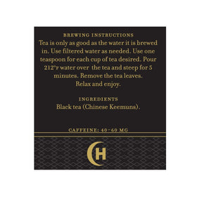 Harney & Sons English Breakfast packaging and label, designed to preserve freshness.