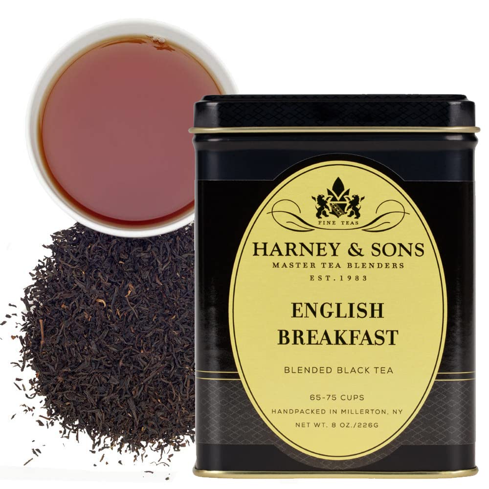 Harney & Sons English Breakfast tin front, bold morning tea to start your day.