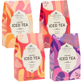 Harney & Sons Fresh Brew Iced Tea Sampler box with four flavors for quick refreshment.