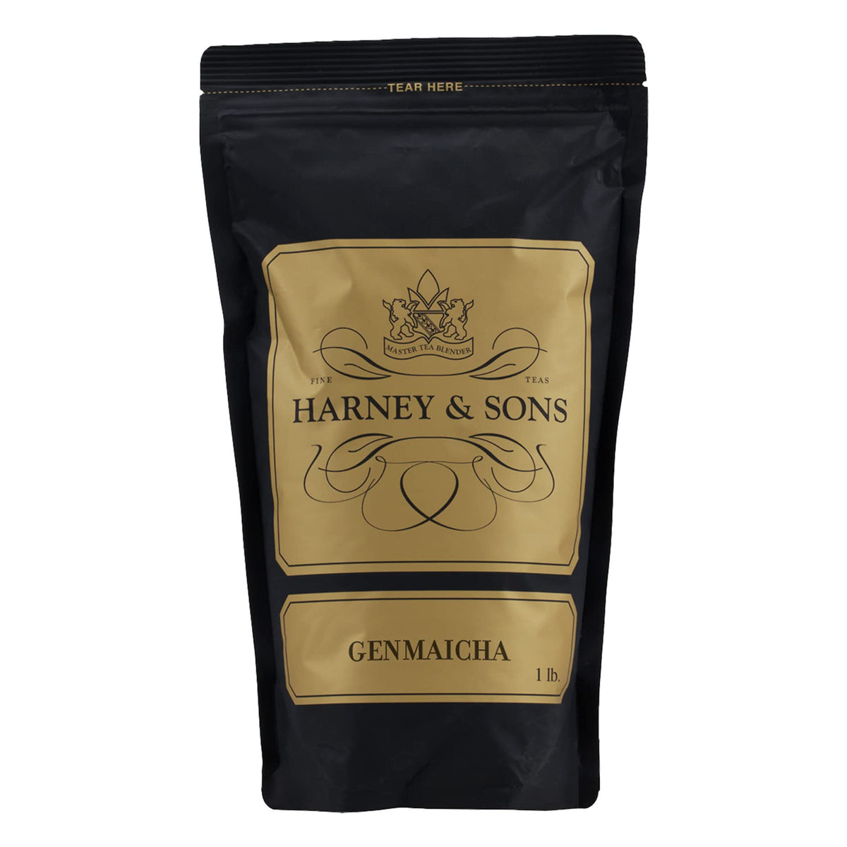 Harney & Sons Genmaicha brown rice kernels add texture in the cup.