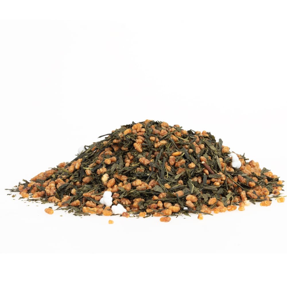 Harney and Sons Genmaicha tea cup brew highlighting aroma and warm roasted flavor.