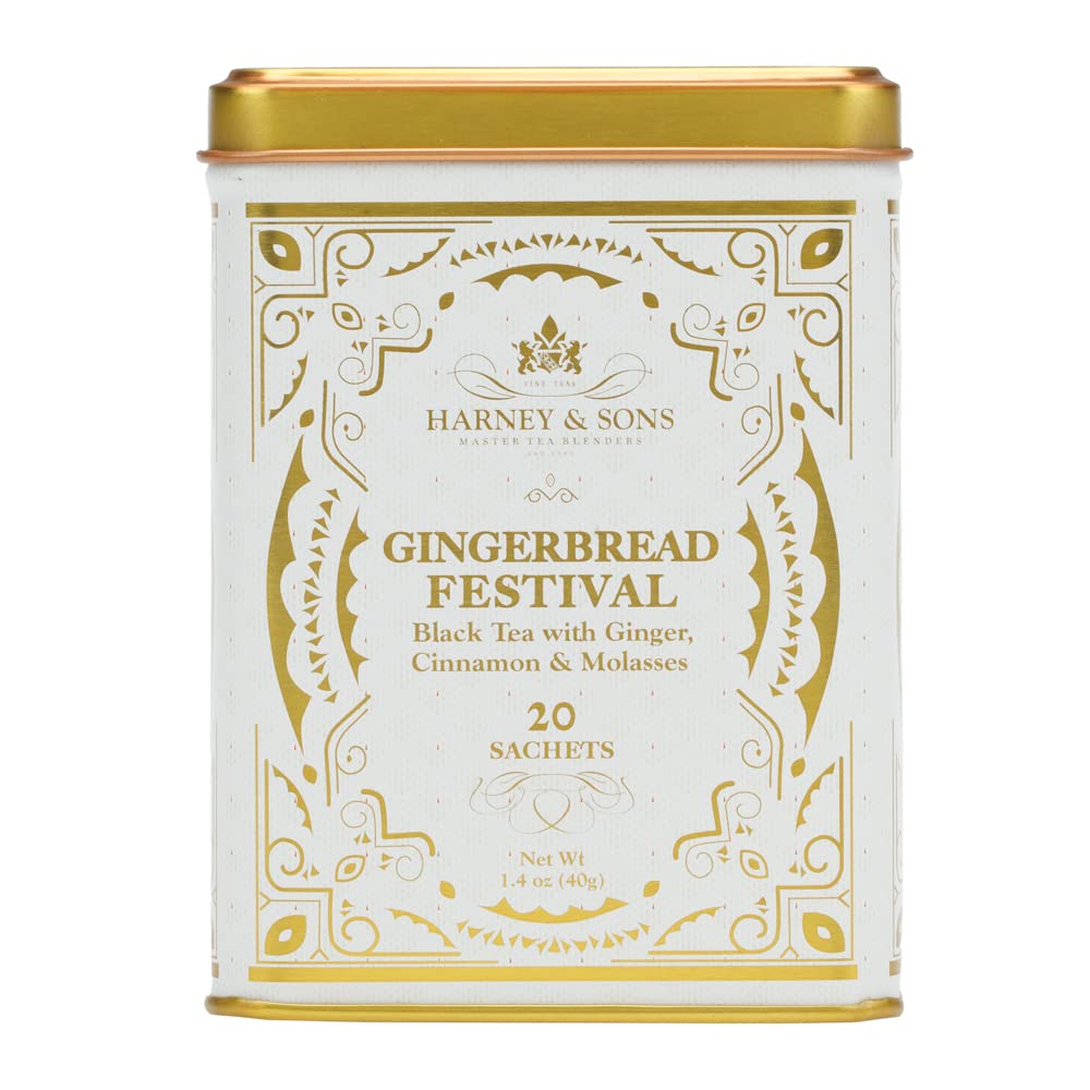 Harney & Sons Gingerbread Festival tea tin; cozy holiday brew for moments