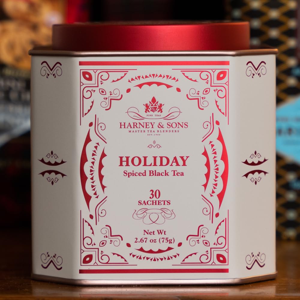 Harney & Sons Holiday Tea setup for festive gatherings and tea service.