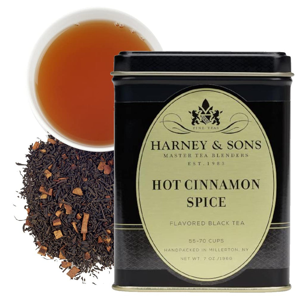 Harney & Sons Hot Cinnamon Spice tea brew close-up, rich spice aroma