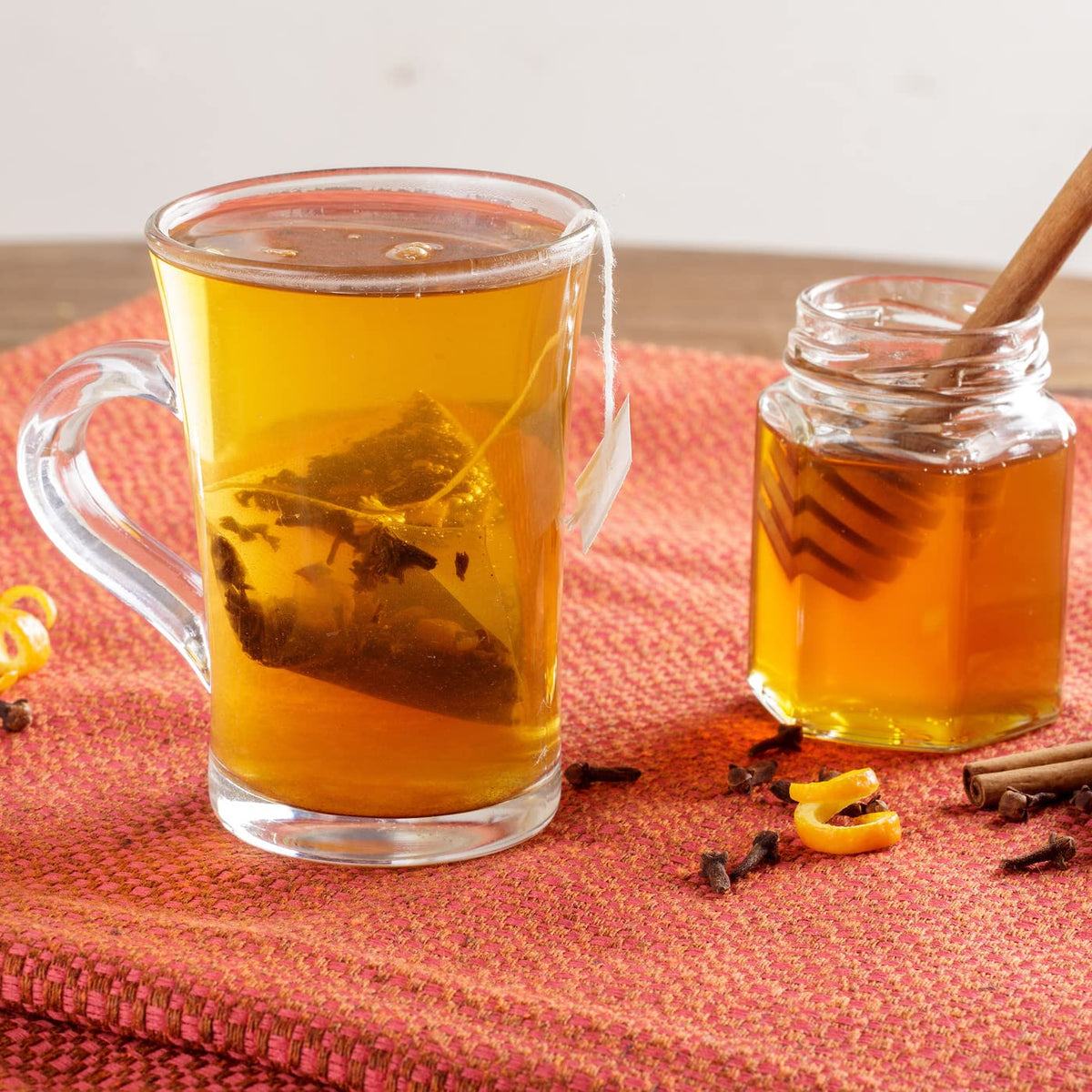 Harney & Sons Hot Cinnamon Spice tea cup steaming, ideal for a comforting morning boost.