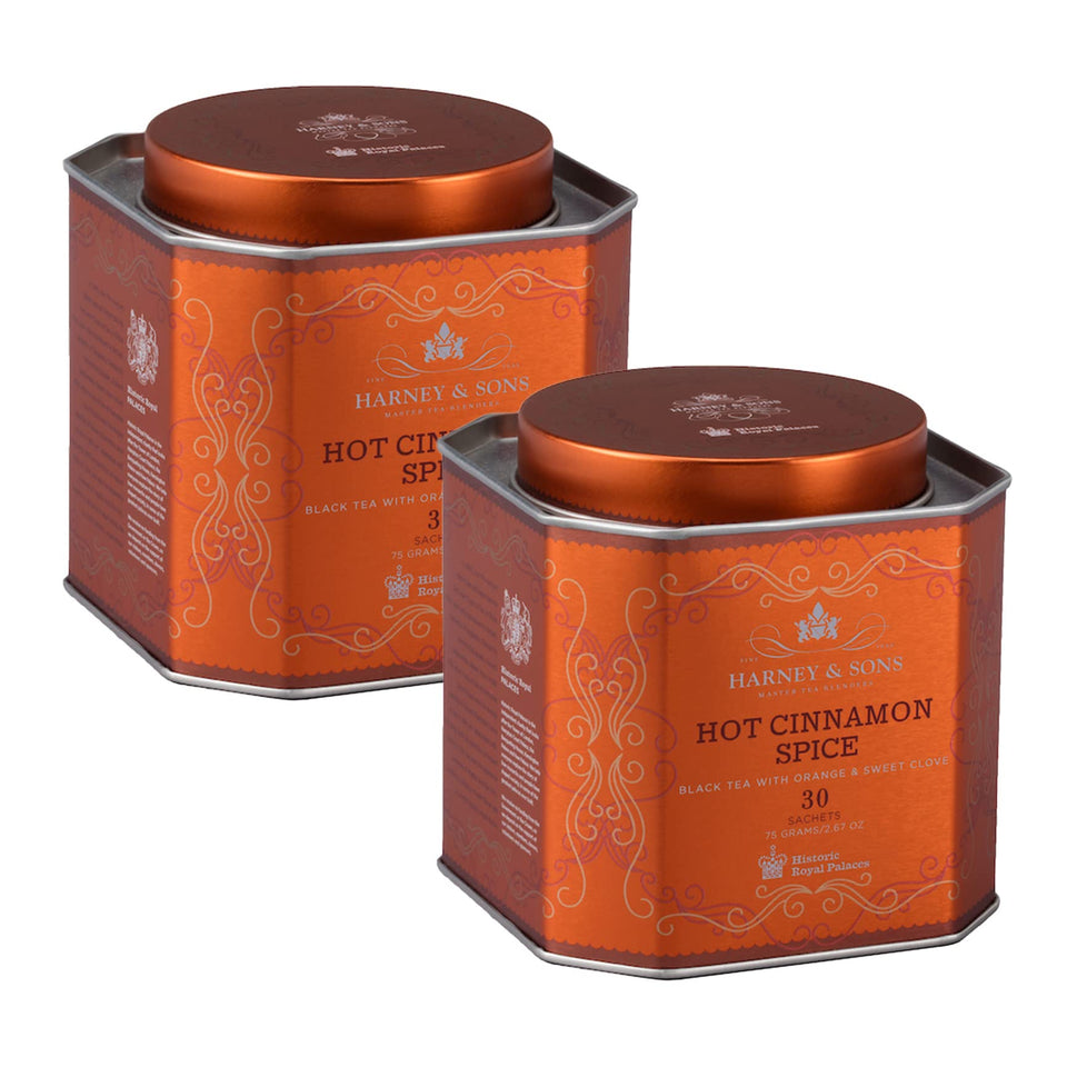 Harney & Sons Hot Cinnamon Spice tea sachets for a cozy ritual.