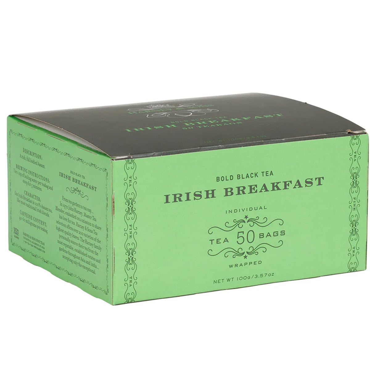 Harney and Sons Irish Breakfast tea bags ready for quick brewing and a morning boost