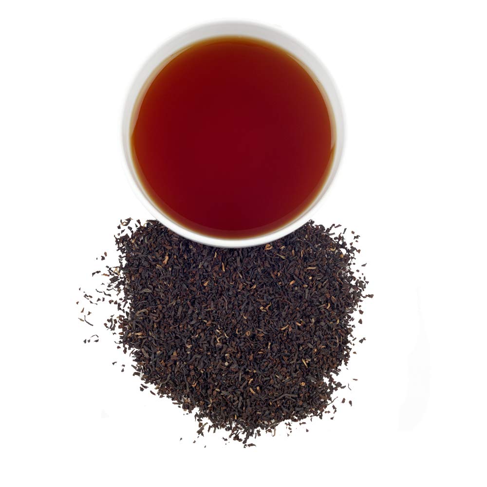 Harney & Sons Irish Breakfast Tea brewed cup with milk reveals malty smoothness for a satisfying start.