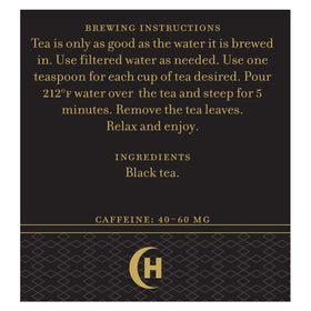 Harney & Sons Irish Breakfast Tea tin label highlights 100% Assam quality and traditional breakfast flavor.