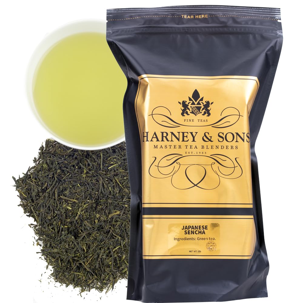 Harney & Sons Japanese Sencha Green Tea in a 16oz resealable bag for daily, fresh brews.
