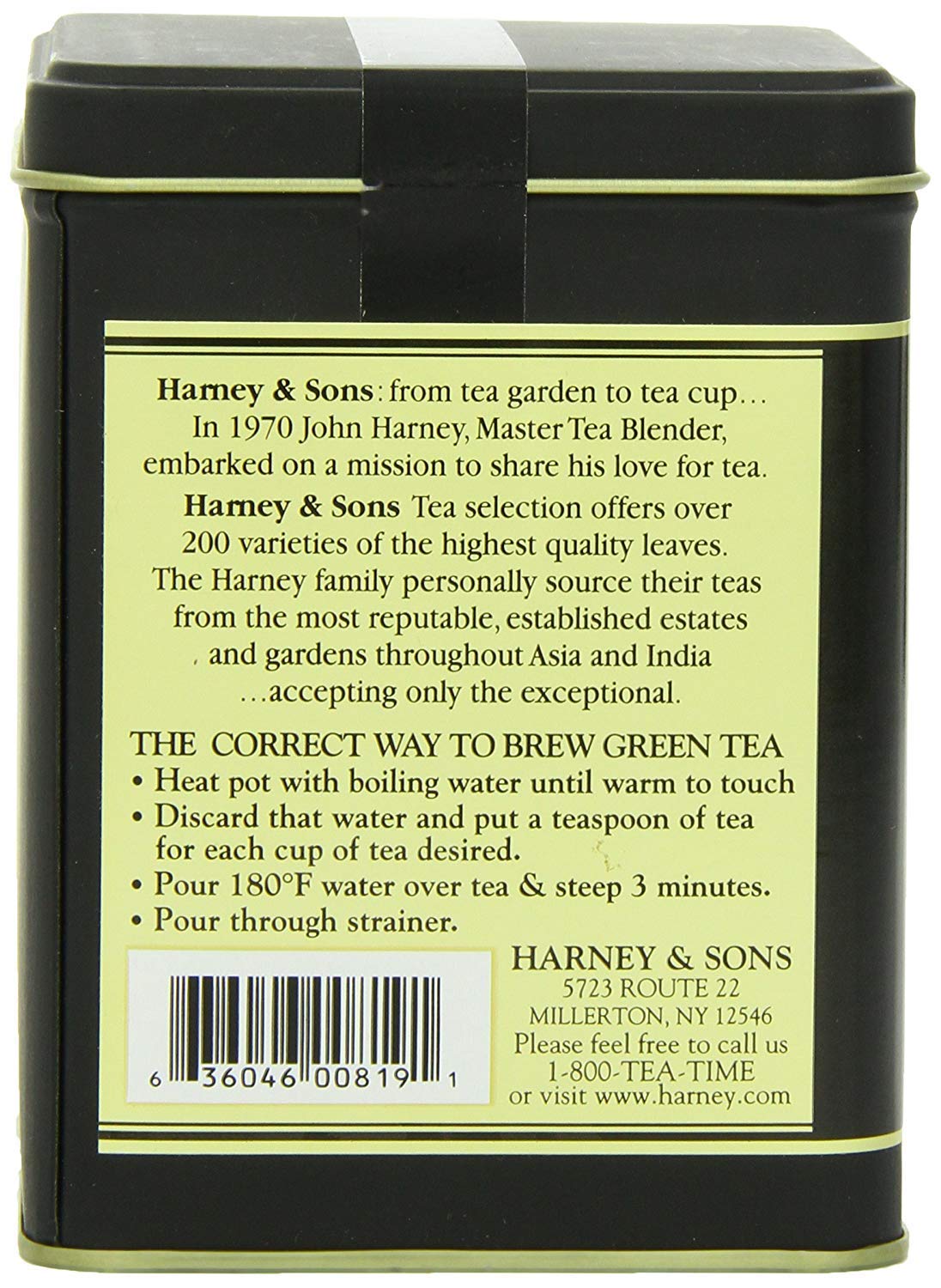 Japanese Sencha cup-sip highlights a smooth, balanced finish from Harney & Sons.