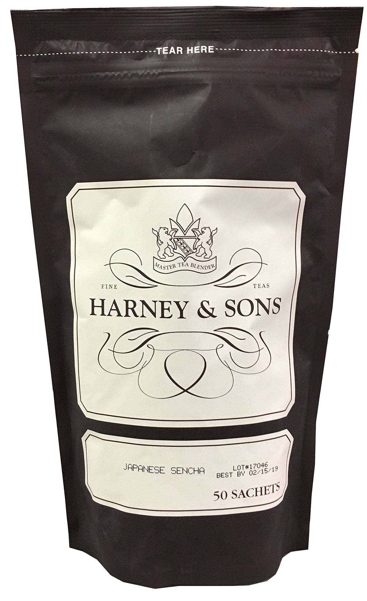 Harney & Sons Japanese Sencha tea sachets in resealable box for fresh daily brewing.