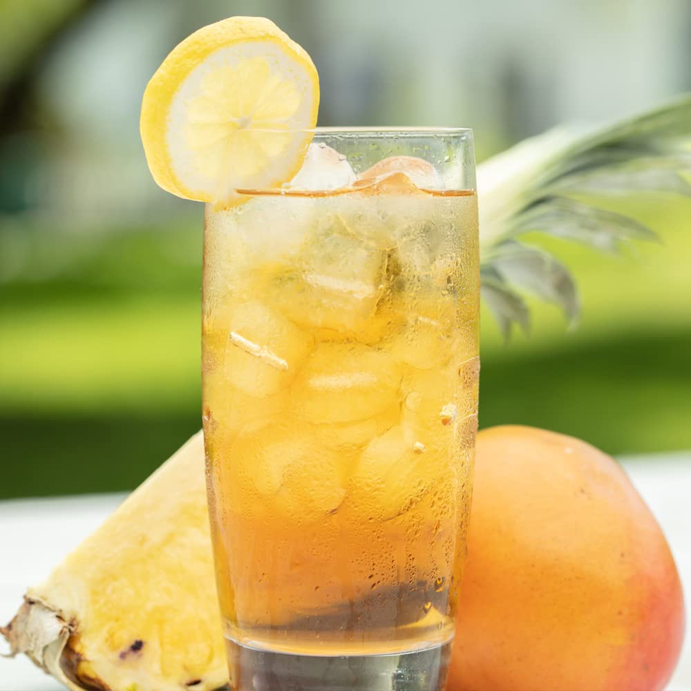 Harney & Sons Mango Tea steeping to release tropical aroma and bold flavor.