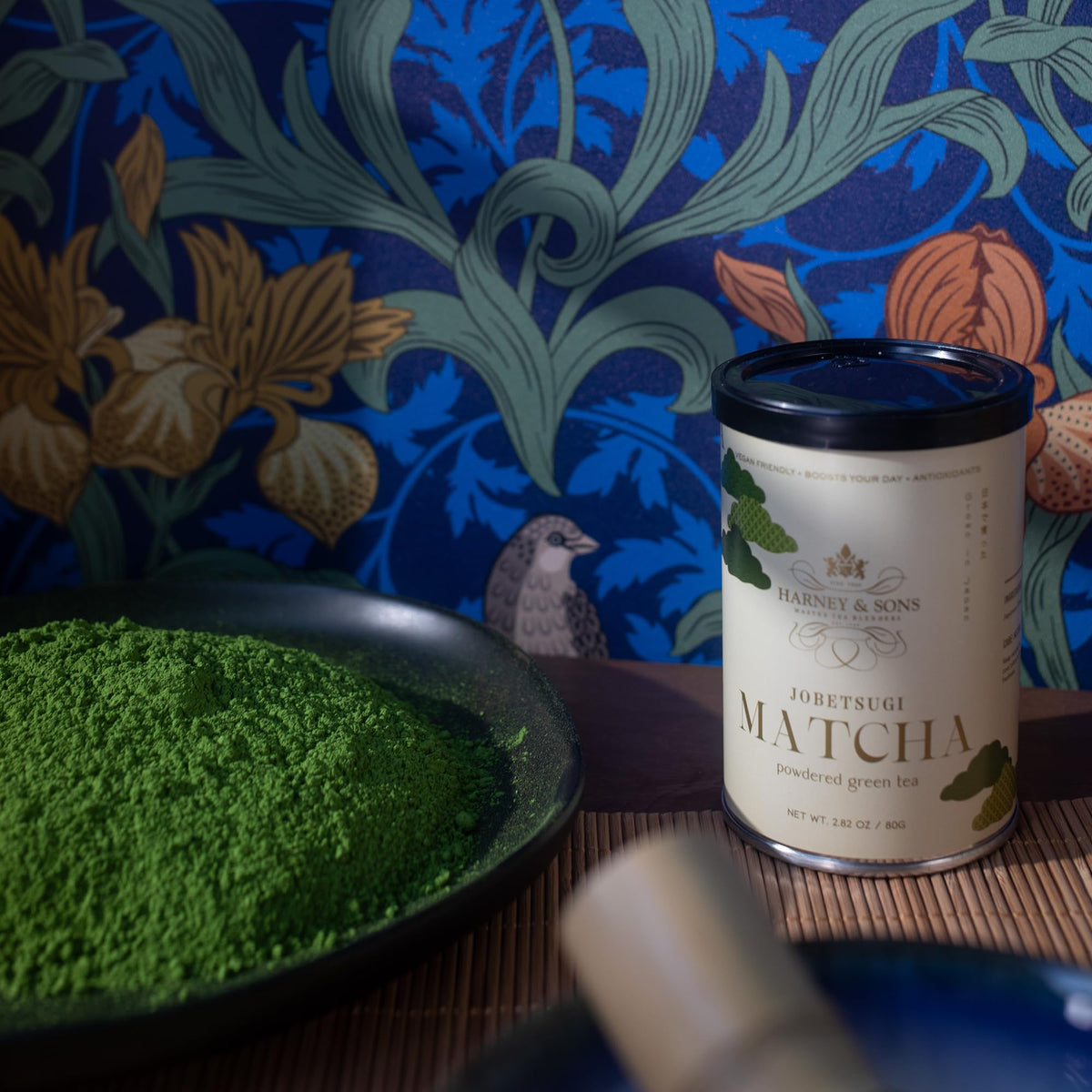 Harney & Sons Matcha Jobetsugi fine green powder close-up for whisking.