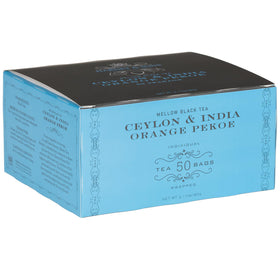Harney & Sons Orange Pekoe tea box front, ideal for a mellow, satisfying cup.