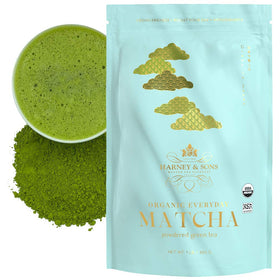Harney & Sons Organic Everyday Matcha 16oz bag with vibrant powder for daily rituals.
