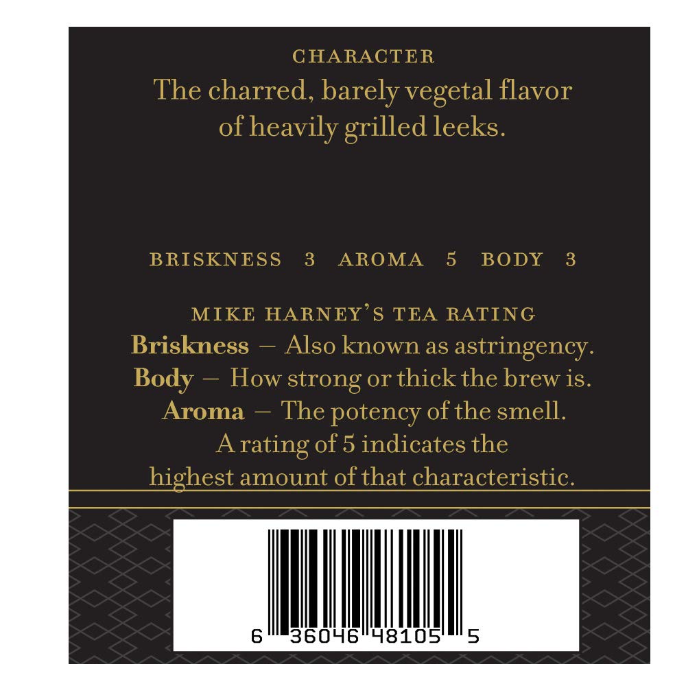 Harney & Sons Organic Gunpowder Green steeped cup showing a clear, bright brew