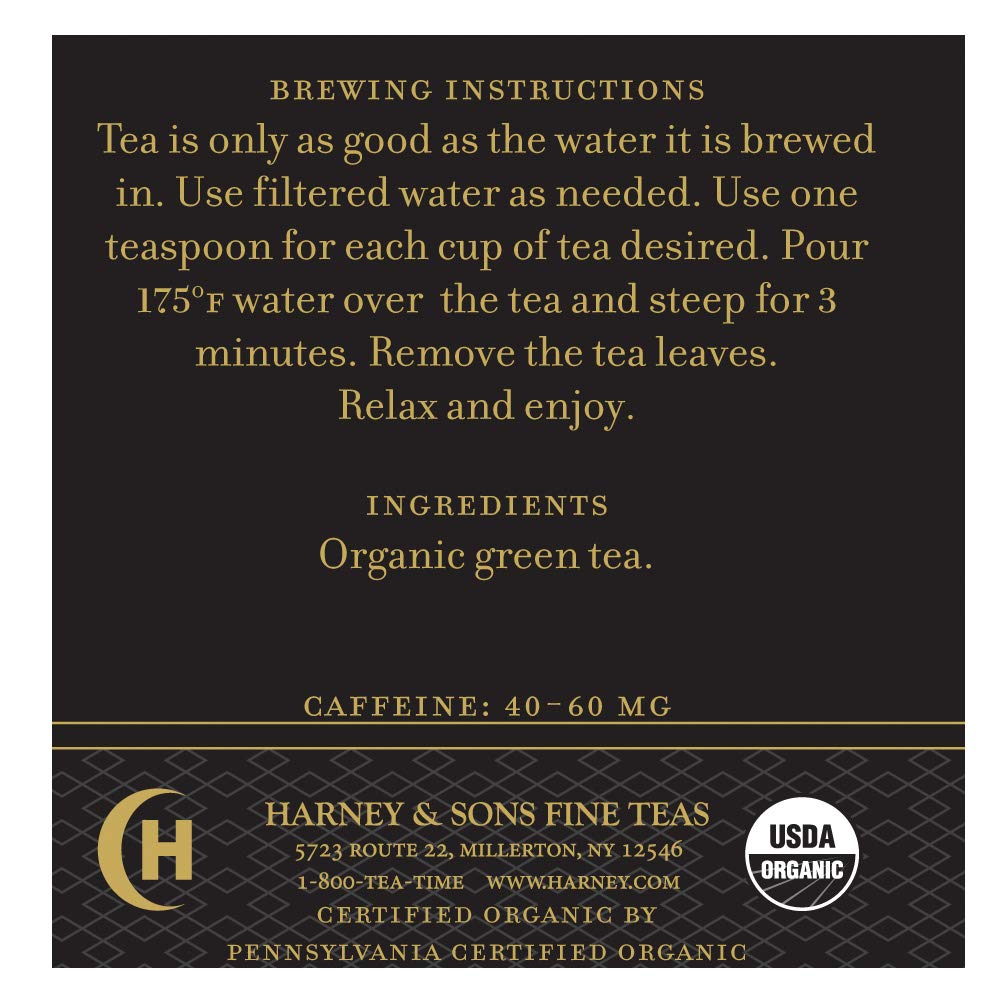 Harney & Sons Organic Gunpowder Green tea powder-rolled-leaves ready for infusion