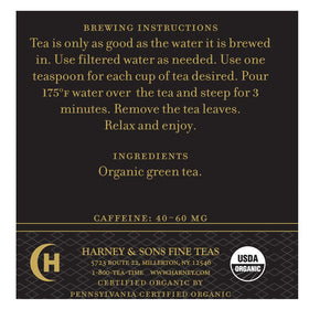 Harney & Sons Organic Gunpowder Green tea powder-rolled-leaves ready for infusion