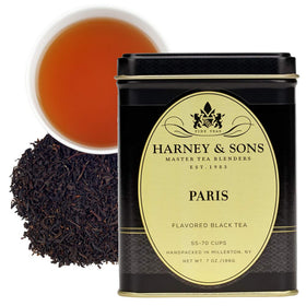 Harney & Sons Paris Black Tea tin 7oz showcases premium loose-leaf packaging for daily brewing.