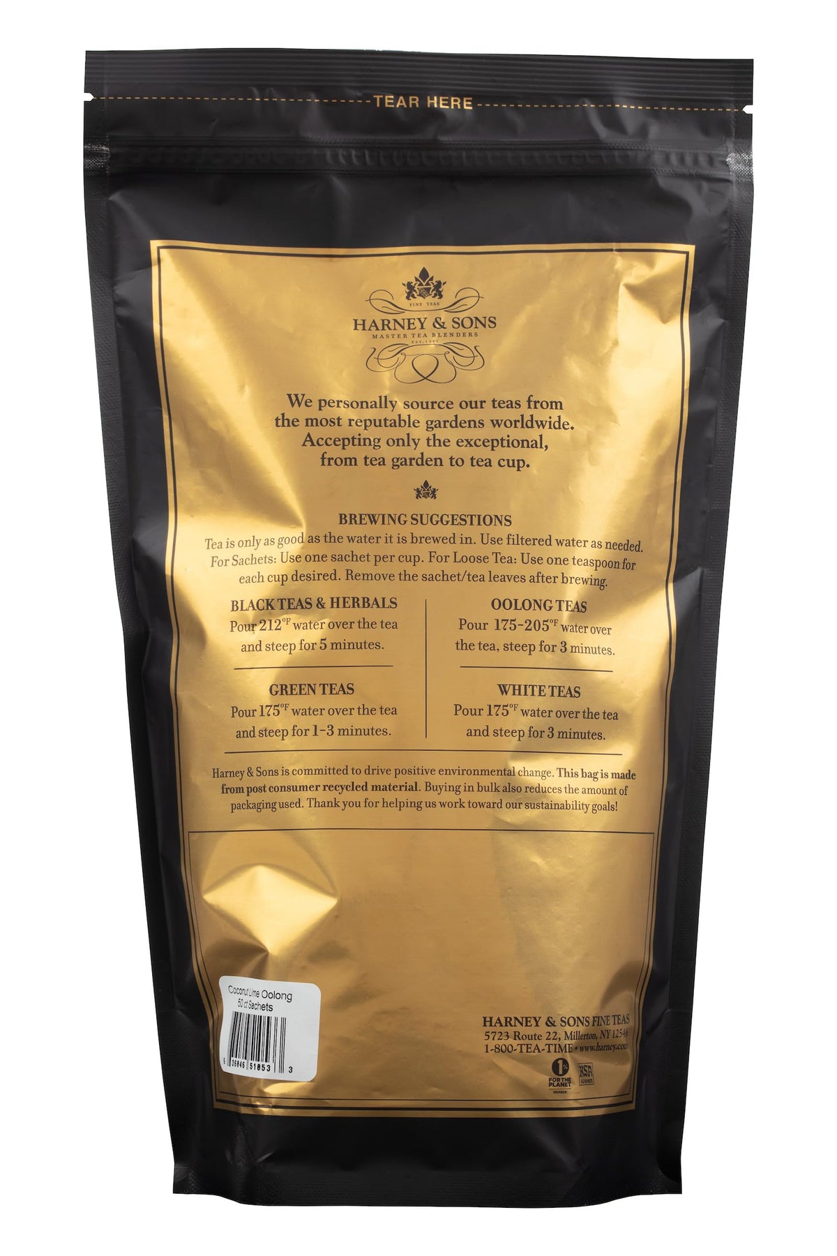Harney & Sons Paris tea packaging and label, ready-to-brew fruity blend.