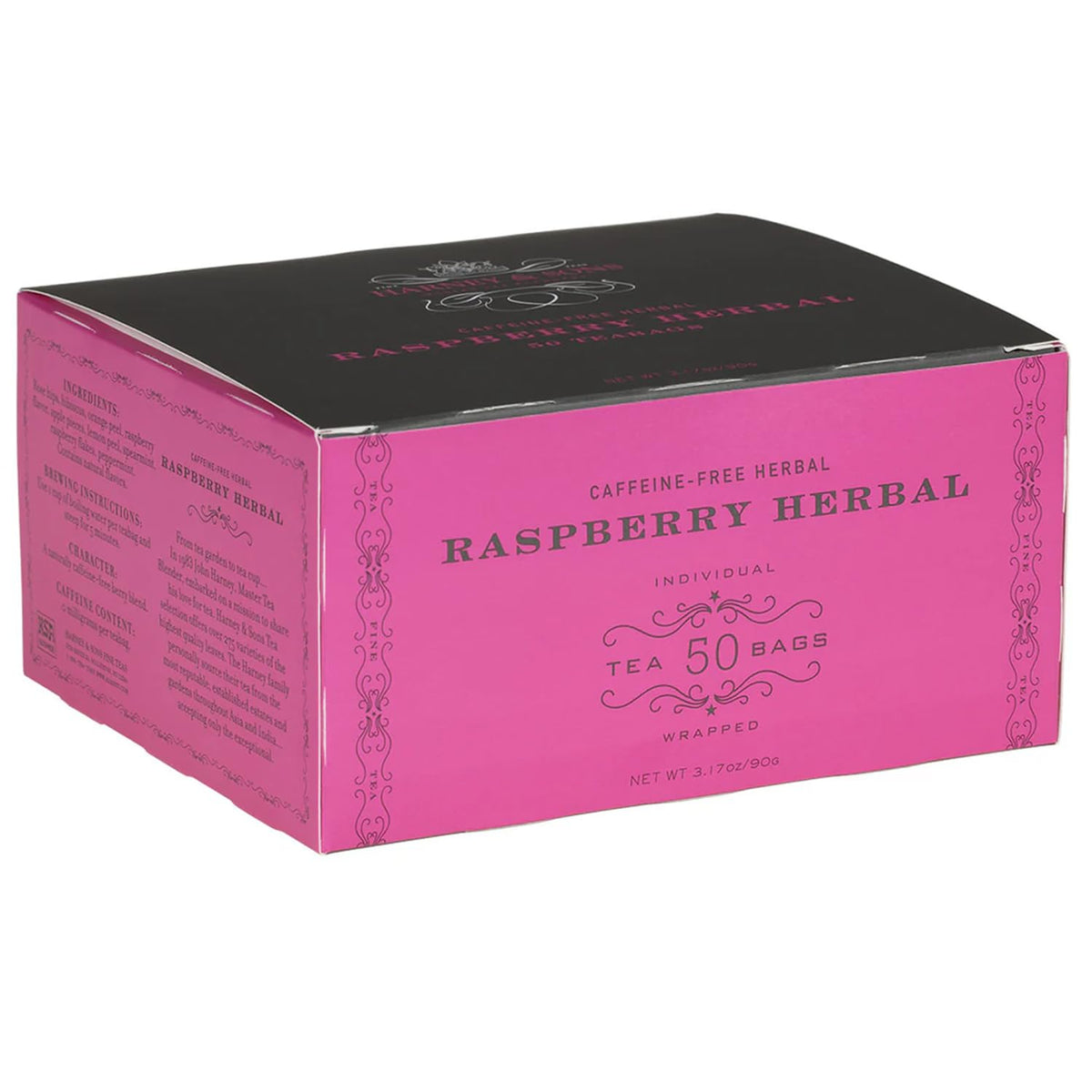 Harney & Sons Raspberry Herbal tea bags for caffeine-free, fruity tea bliss