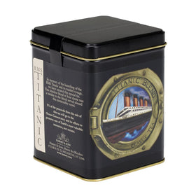 Harney & Sons RMS Titanic tea tin with 20 sachets for commemorative brewing.