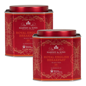 Harney & Sons Royal English Breakfast front view, robust flavor for a morning ritual.