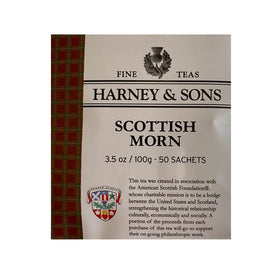 Harney & Sons Scottish Morn cup steeping to reveal rich flavor ideal with milk.
