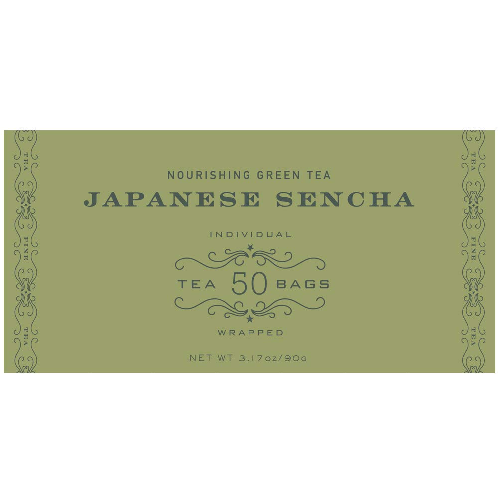 Harney & Sons Sencha leaves close-up showing light lime-green color for a fresh brew.