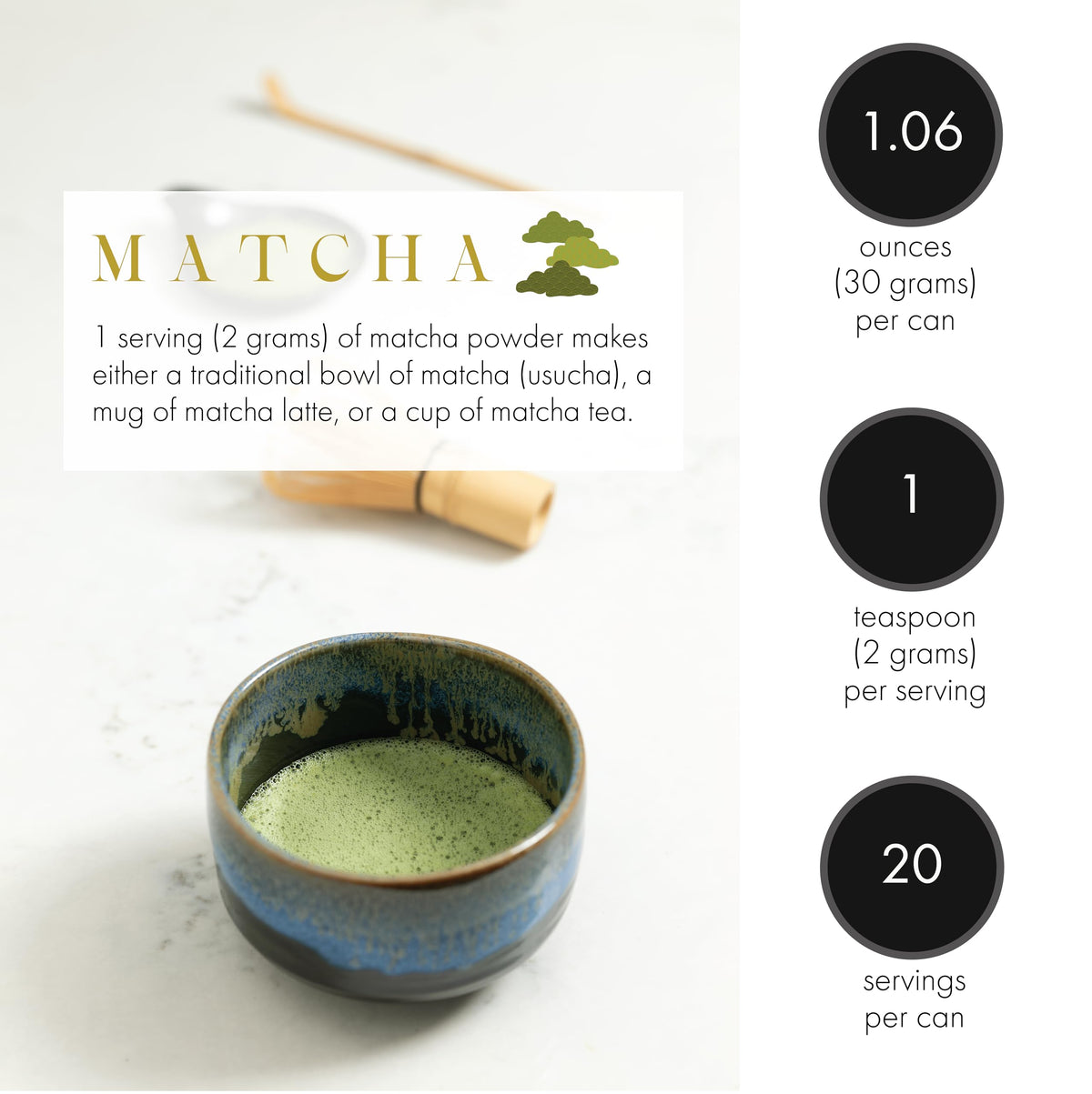 Supreme Matcha powder ready to be used in baking and desserts.