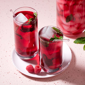 Harney & Sons Tangy Raspberry Iced Tea brew setup invites summer entertaining.