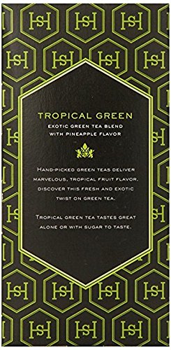 Harney & Sons Tropical Green tea leaves close-up highlighting fresh aroma and vibrant color.