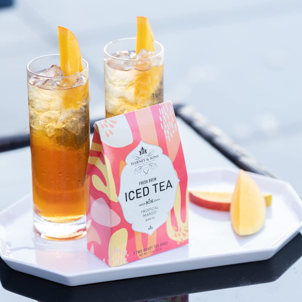 Harney & Sons Tropical Mango flavors evoke tropical breezes when poured over ice.