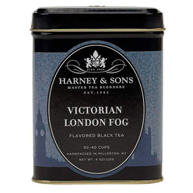 Harney and Sons Victorian London Fog cup and saucer, oolong and black tea blend aromatic finish.