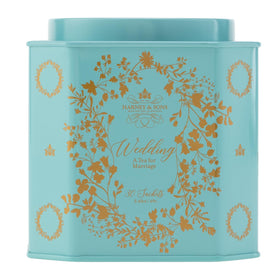 Harney & Sons Wedding Tea tin front, perfect elegant gift for couples.