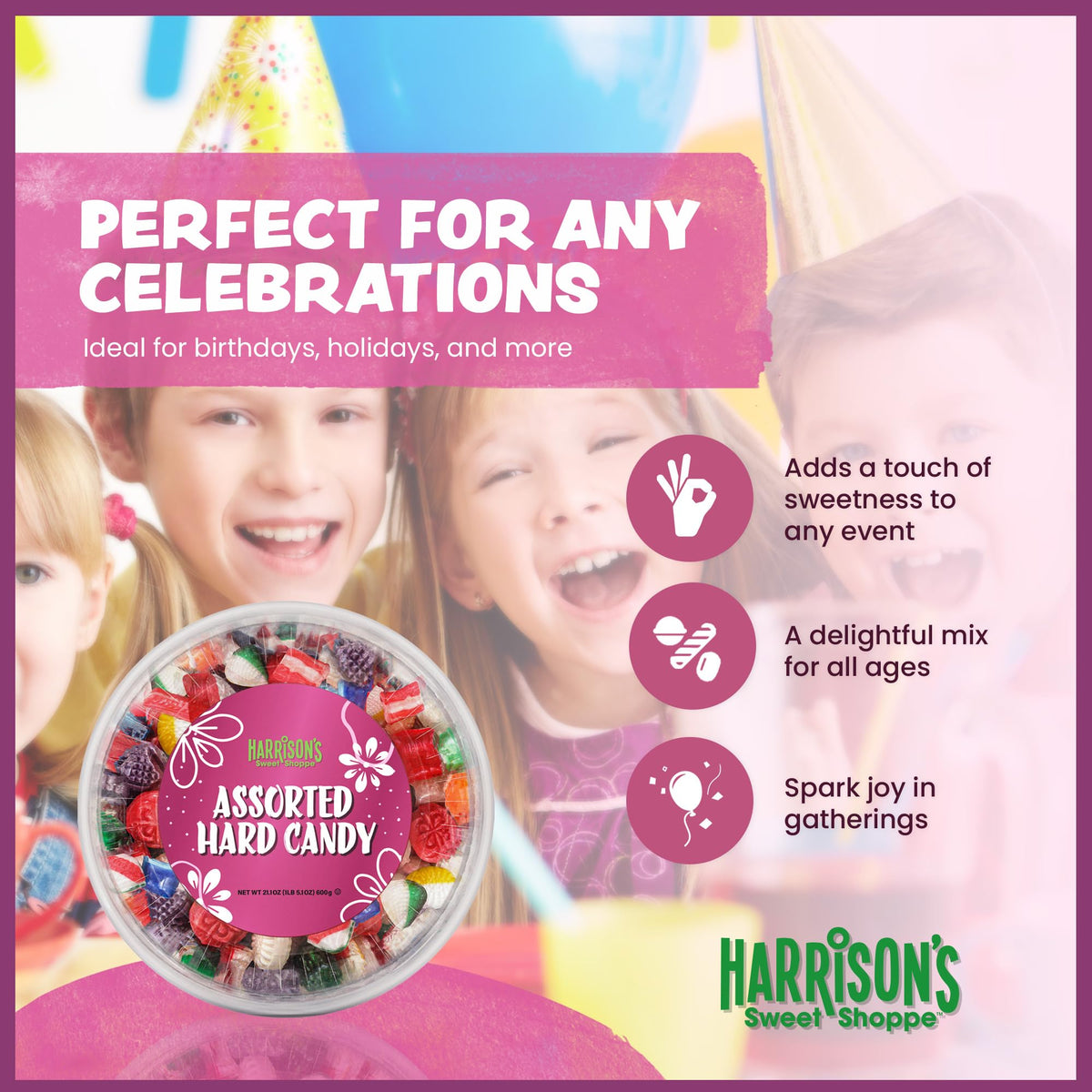 HARRISON'S old-fashioned candies evoke nostalgia for family celebrations.