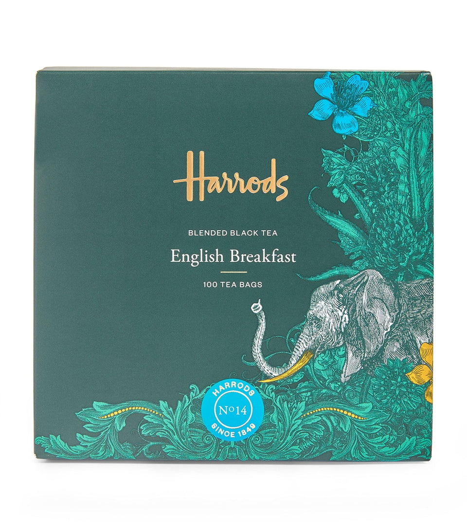 Harrods English Breakfast Tea No-14 box of 100 tea bags for a robust morning brew