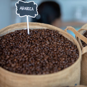 Harry & David Butterscotch Caramel Ground Coffee close-up shows rich roast and silky texture.