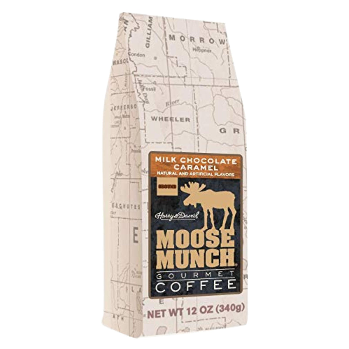 Harry & David Moose Munch coffee with milk chocolate caramel, ideal for drip, French press, or pour-over rituals.