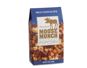 Harry & David Moose Munch Milk Chocolate popcorn in a 10 oz tin, ideal gift.
