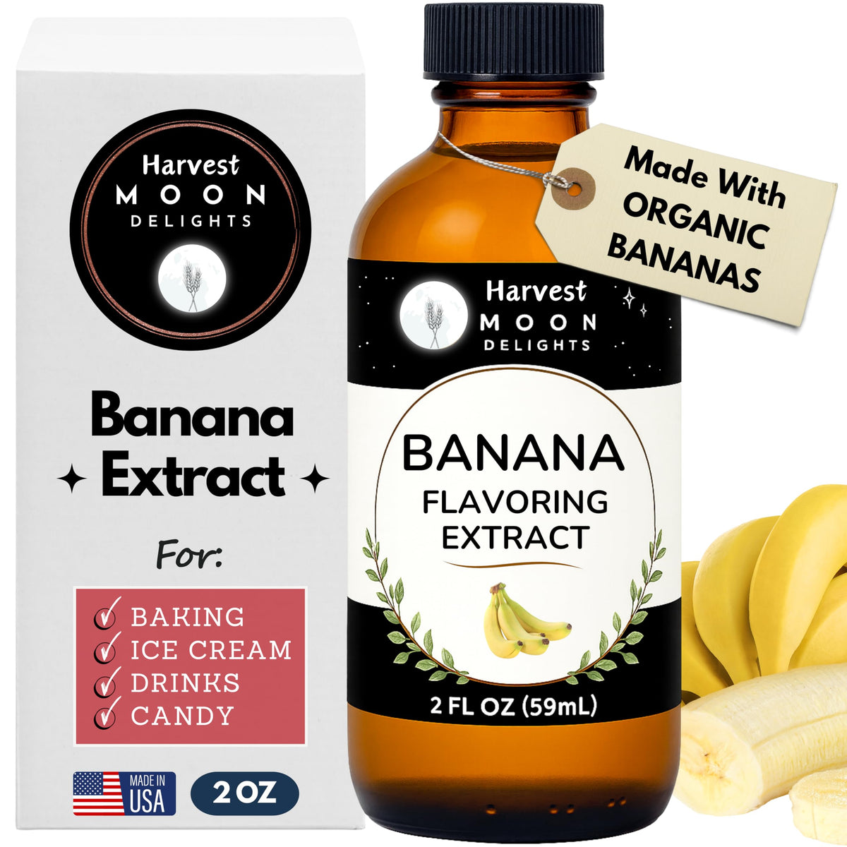 Harvest Moon Delights banana extract bottle front for baking use