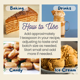 Harvest Moon Delights butterscotch extract pour added to beverages for warmth.